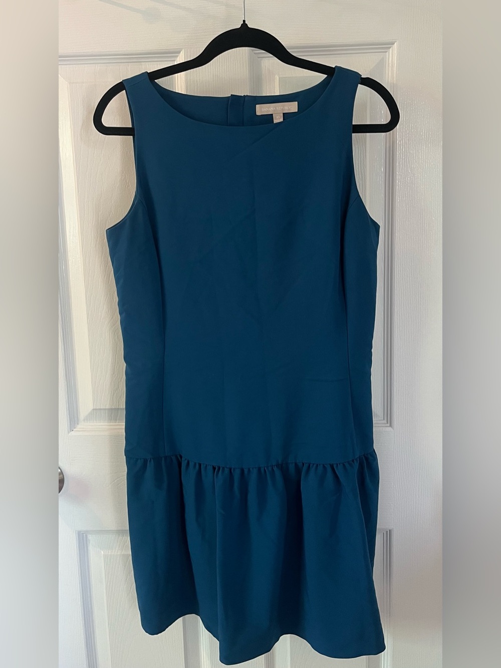 Banana Republic Teal Drop Waist Ruffle Dress Size 10